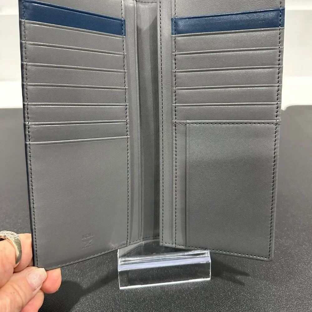 MCM Tivitat Bifold Wallet in Gray Monogram Leather (JB1394)